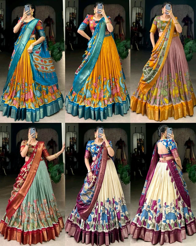 Women's Collection Dolla Silk Lehenga Choli Patola Print with Foil Work - Old Rose 3rd