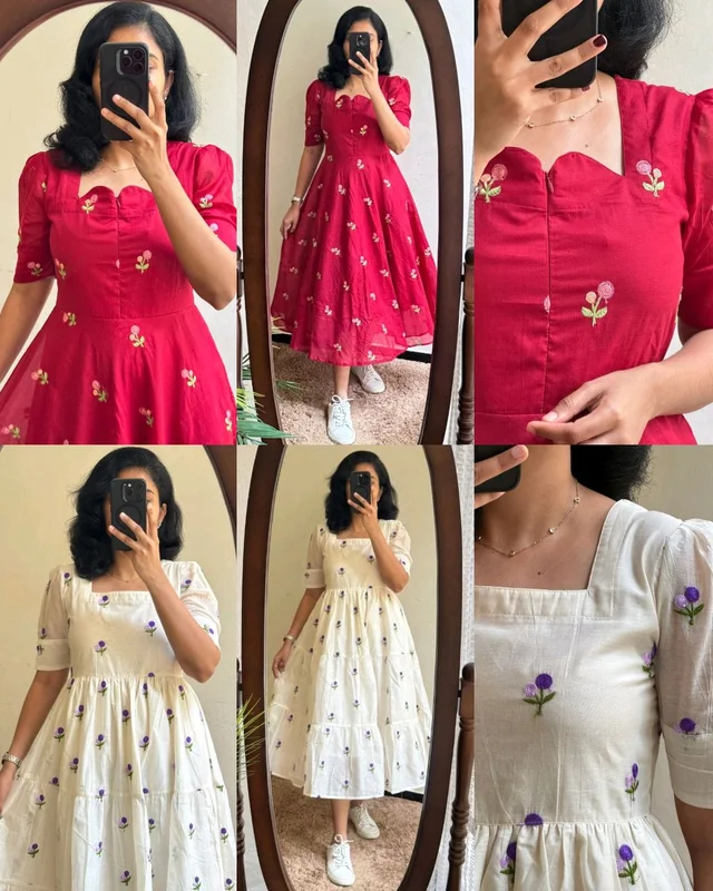 Celebrate this joy of dressing in the best way 🤍 here presenting you a beautiful and comfortable maxi with beautiful 💐flower Embroidery all over. one for yourself this coming Season 😍😍 - 2XL, White