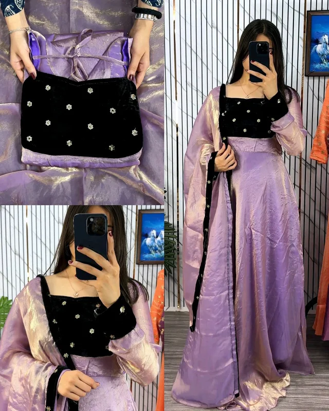 Super Trendy Beautiful GOWN+ DUPTTA😍 - XL, Mauve
