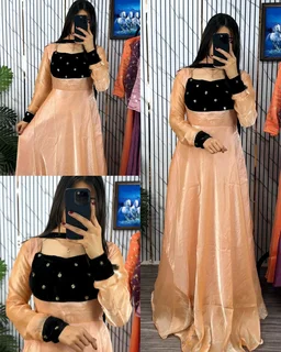 Super Trendy Beautiful GOWN+ DUPTTA😍 - 2XL, Carnation Pink