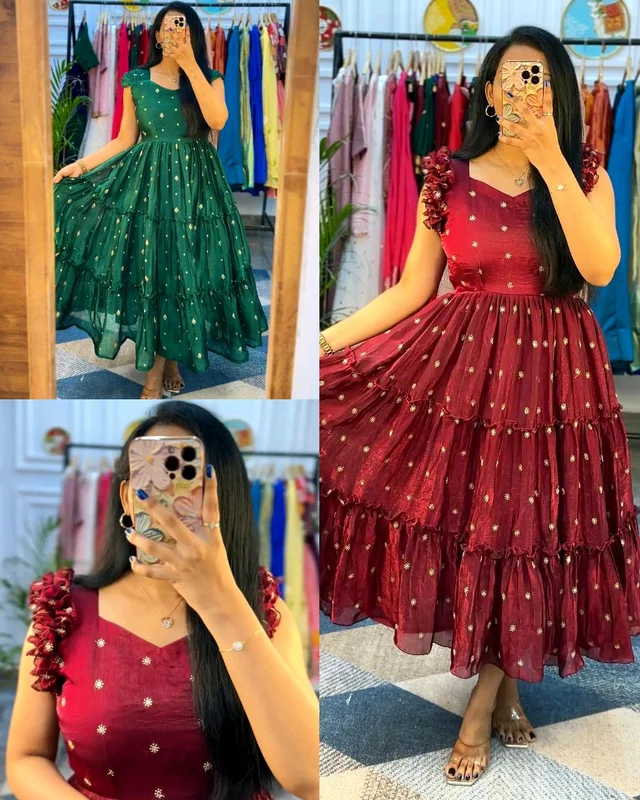Celebrate this joy of dressing in the best way 💚🍷here presenting you a beautiful and comfortable maxi with beautiful Embroidery all over - 3XL, Wine