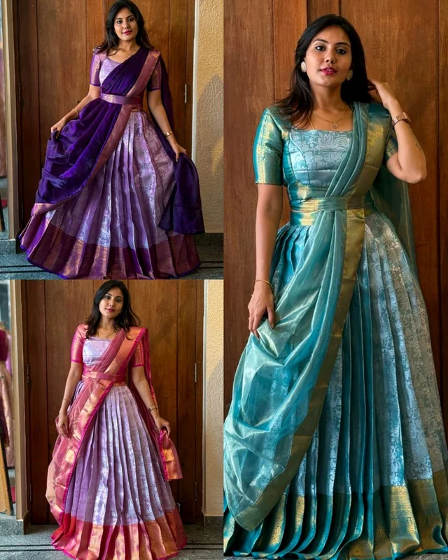 South Indian Style Half Saree - Daisy Bush