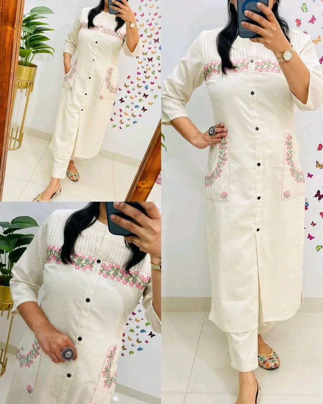 Trendy daily college & office wear Co-ord Set outfit relaxed & comfort fit
- L, White