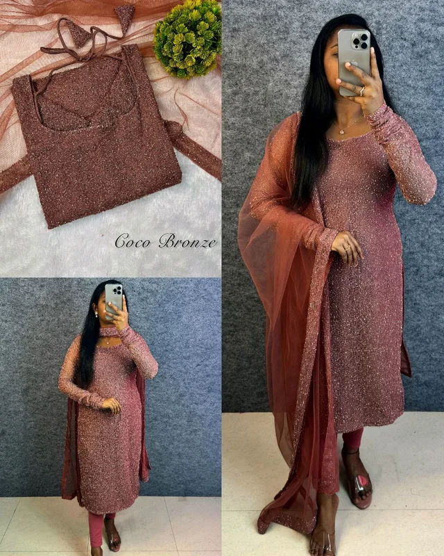 Launching New Designer Party wear kurti with dupatta - S, Coco Bronze