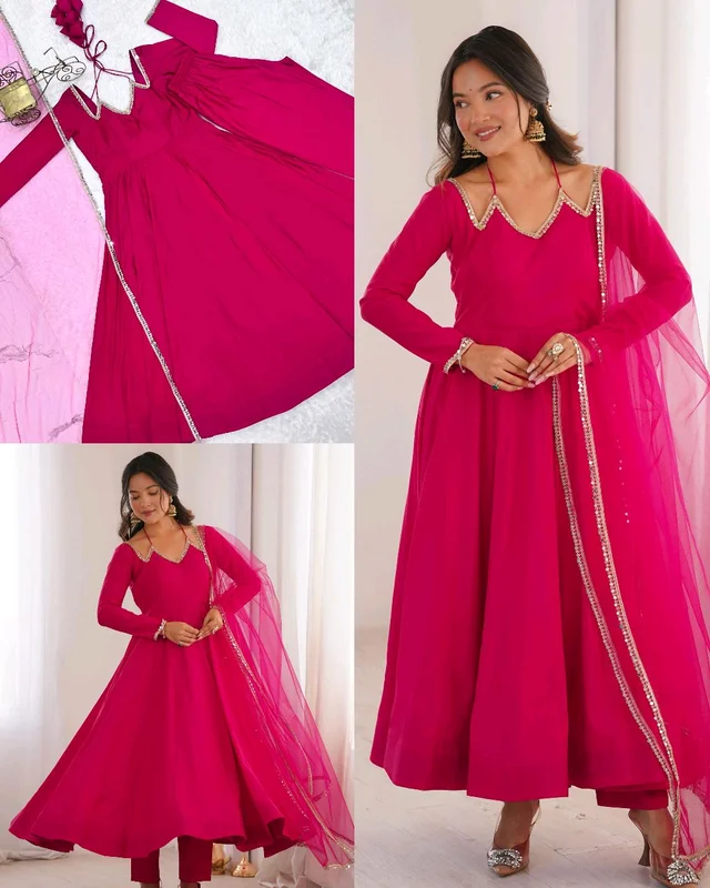 Trendy Beautiful Anarkalis Full Set - L, Red