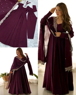 Trendy Beautiful Anarkali Full Set Top, Dupatta & Pant
- XS, Maroon