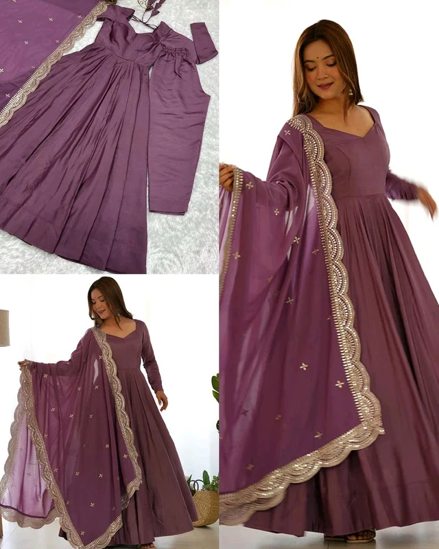 Trendy Beautiful Anarkali Full Set Top, Dupatta & Pant
- L, Trendy Pink