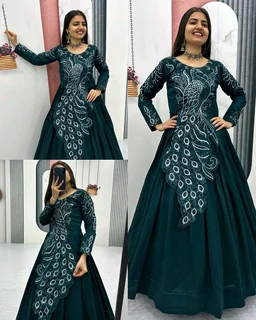 Trendy Bird Design Launching Embroidered Gown - XL, Mandy