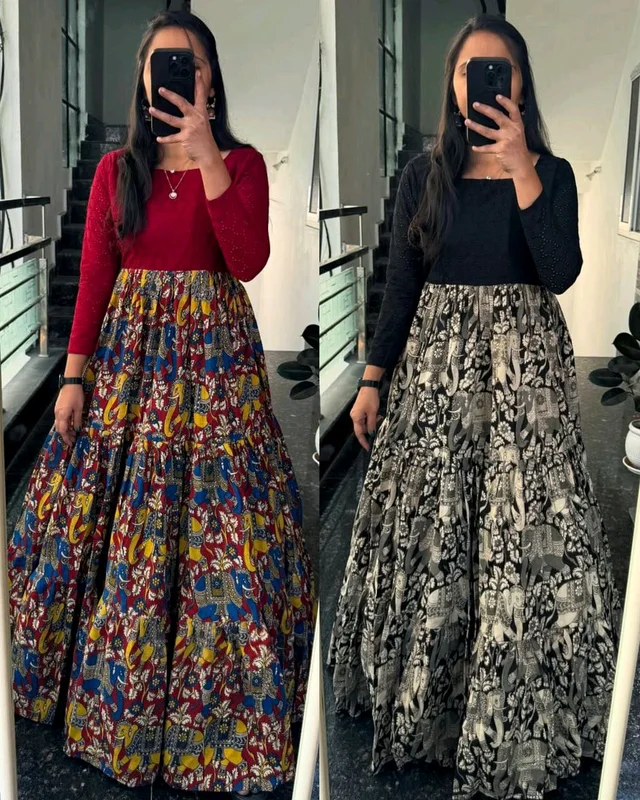 Introducing Traditional Wear Anarkali Kalamkari Print Gown
- S, Maroon