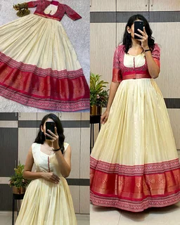 Super hit long gown with koti - M, Red
