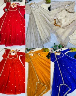 Presenting By New Party Wear Look Fendi Satin Gown With Dupatta , pant , 3MM Rembo sequence with Zari
- 2XL, Verdun Green