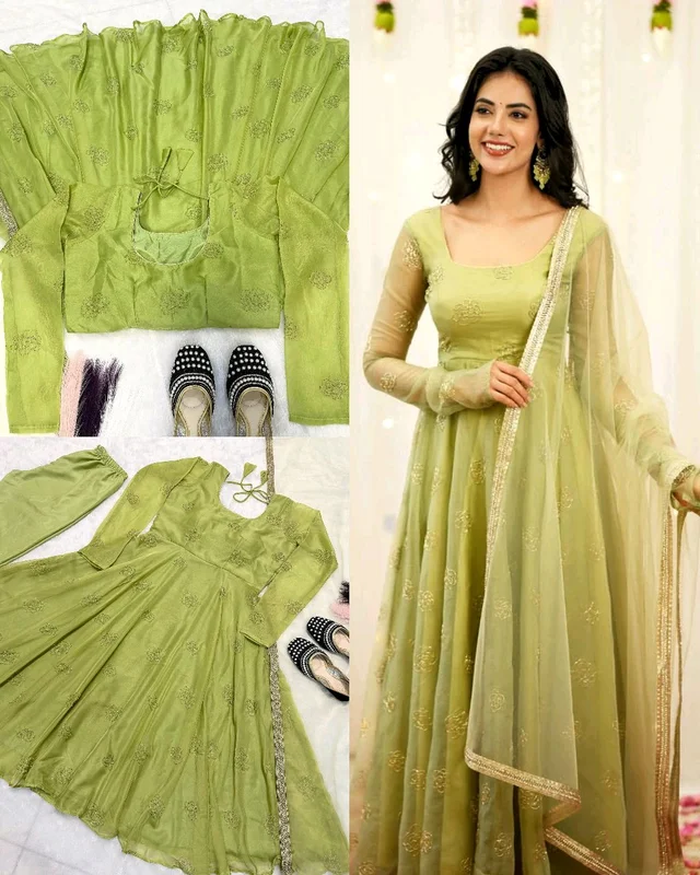 Trendy Own the Festive Spotlight with Mint Elegance - M, Green Smoke