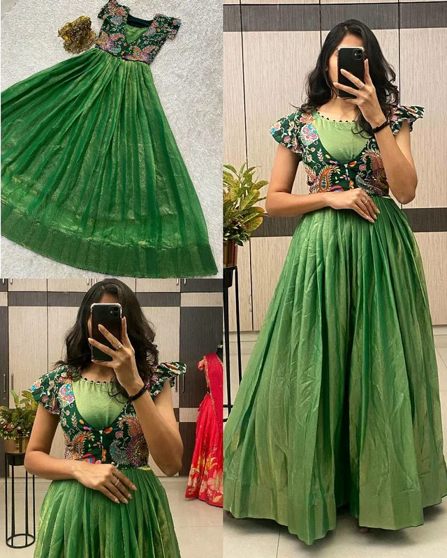 New Launching Viscose Position Print Jacket Gown - S, Green