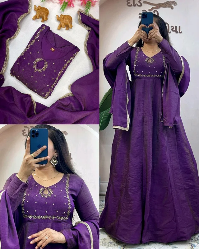 Beautiful Designer Ethnic Gown With Dupatta - XL, Totem Pole
