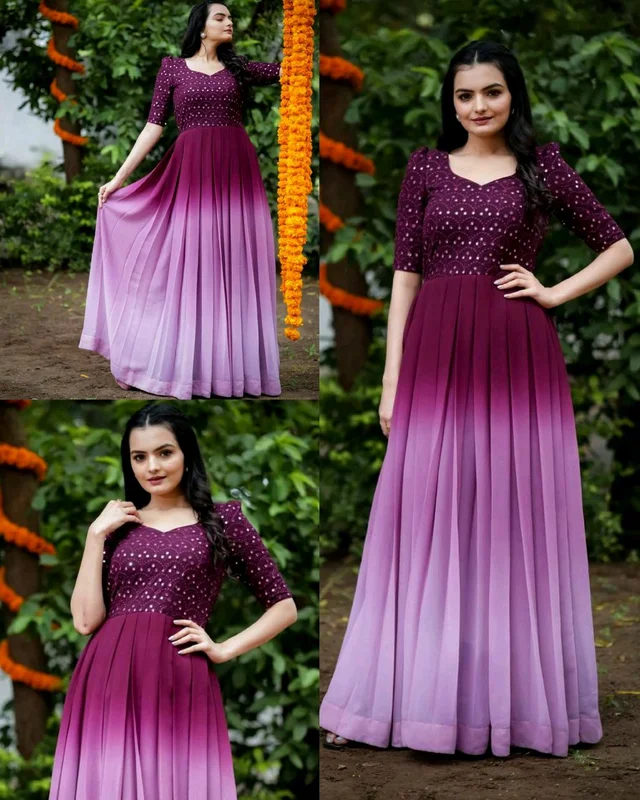 Trendy Graceful Women Gowns - 2XL, Purple