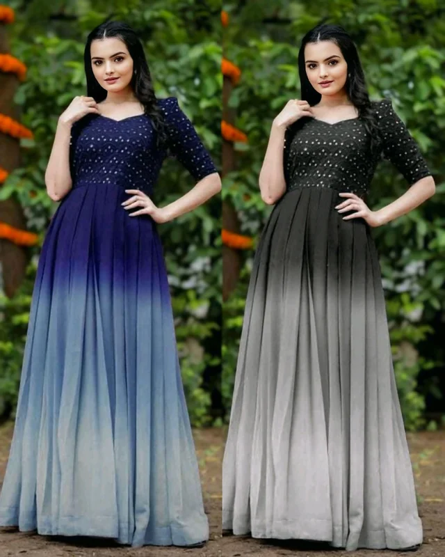 Trendy Graceful Women Gowns - 2XL, Navy Blue