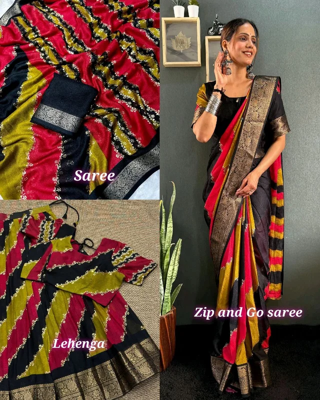 Most Trendy Saree Model / Zip And Go / Lehenga - M, Zip & Go Saree