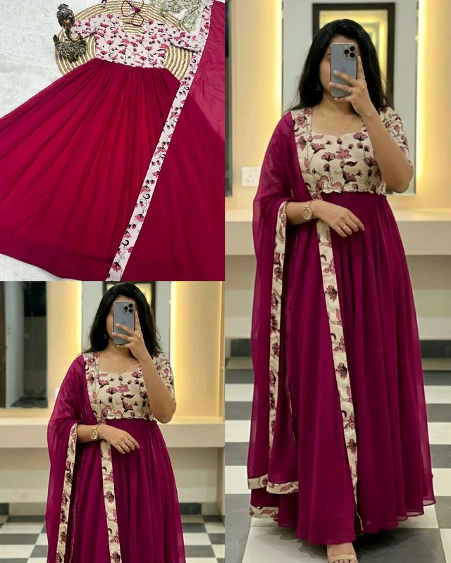 Beautiful Trendy Design Gown With Dupatta - L