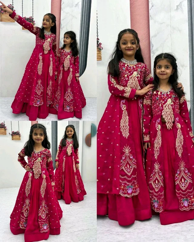 Launching Trendy Peacock Design Festival Special Crop Top with Shrug - 9 to 10 Age, Pigment Indigo