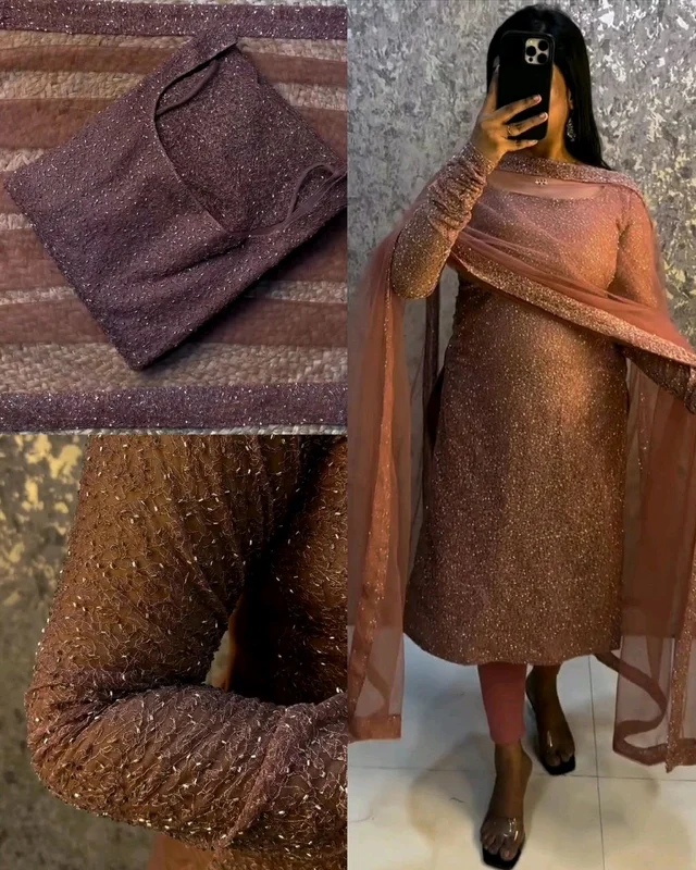 Launching New Designer Party wear kurti with dupatta - S, Choco