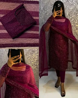 Launching New Designer Party wear kurti with dupatta - L, Peacock Blue