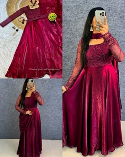 Trendy perfect party wear for upcoming festivals and functions, Extra adding dupatta and belt for looking style change multiple ways 🥳 - L, Pigment Indigo