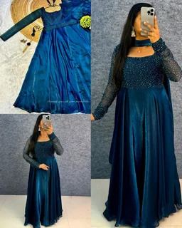 Trendy perfect party wear for upcoming festivals and functions, Extra adding dupatta and belt for looking style change multiple ways 🥳 - XL, Pigment Indigo