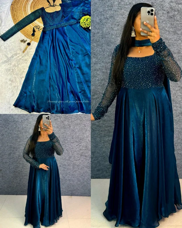 Trendy perfect party wear for upcoming festivals and functions, Extra adding dupatta and belt for looking style change multiple ways 🥳 - XL, Pigment Indigo