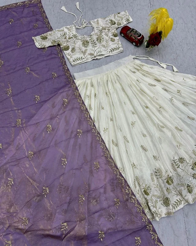 Launching Wedding wear Lehenga Choli With Cancan - M, White
