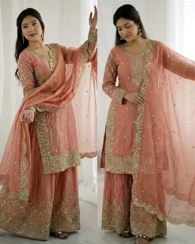 Eid ๐ Collection Heavy Embroidery Sequence Work Top-Bottom And Dupatta Set Fully Stitched Ready To Wear ๐ฅ๐๐ฅฐ
- L, Purple