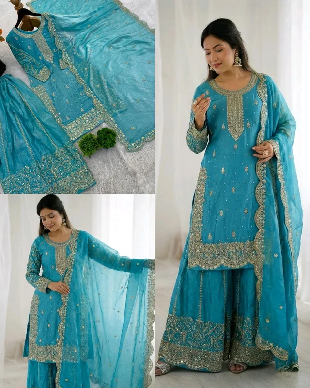 Eid ๐ Collection Heavy Embroidery Sequence Work Top-Bottom And Dupatta Set Fully Stitched Ready To Wear ๐ฅ๐๐ฅฐ
- 2XL, Teal