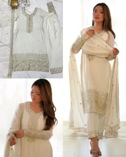 Trendy Beautiful Anarkalis Full Set
- L, White