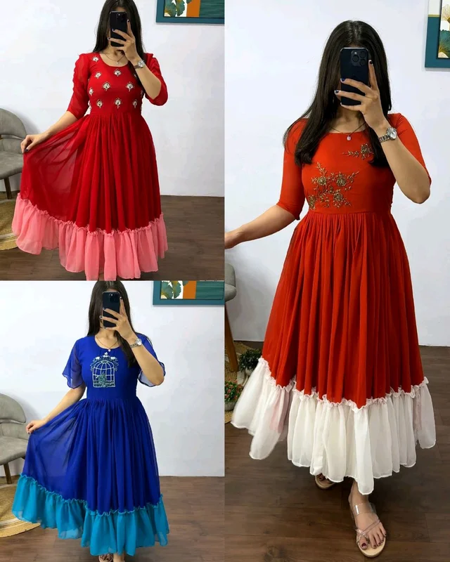 Stylish Beautiful Handwork Gowns
- L, Blue