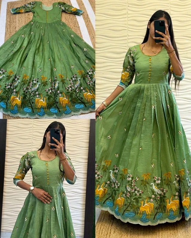 Super Hit Beautiful Gown - M, Hippie Green
