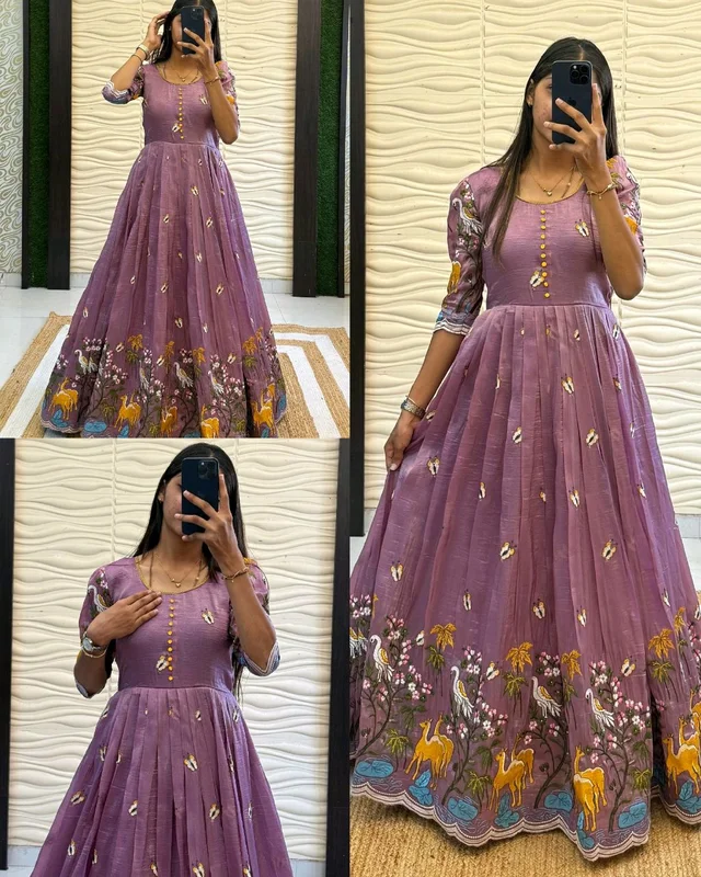 Super Hit Beautiful Gown - L, Hippie Green