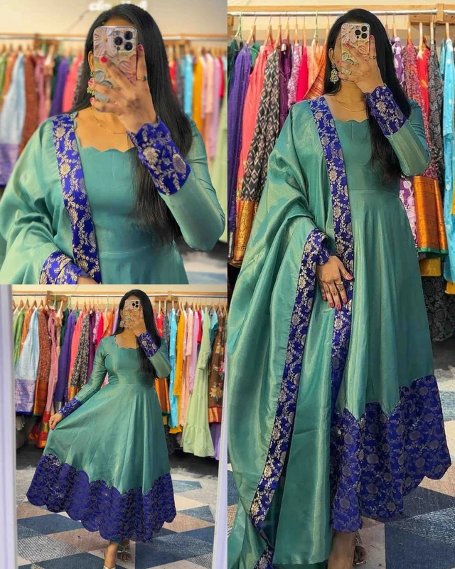 Trendy Designer Silk Gown A Beautiful Blend Of elegance and Charm For This Wedding and festival - 2XL, Teal