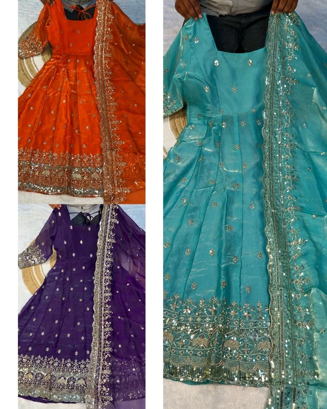 NEW Launching Designer Party Wear Look Collection - M, Sky Blue