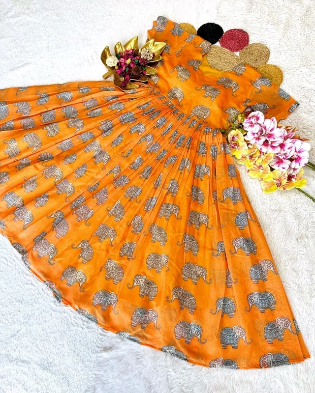 New Launching Summer Special Full Stitched Kalamkari Midi Gown adding a touch of glamour and elegance to your look For Festive Season - XL, Maroon
