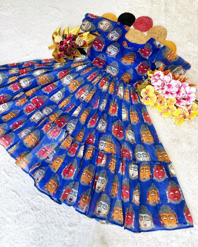 New Launching Summer Special Full Stitched Kalamkari Midi Gown adding a touch of glamour and elegance to your look For Festive Season - 2XL, Maroon