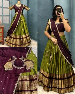 Ready To Wear Premium Quality Pure Kanjivaram Silk - L, Orange