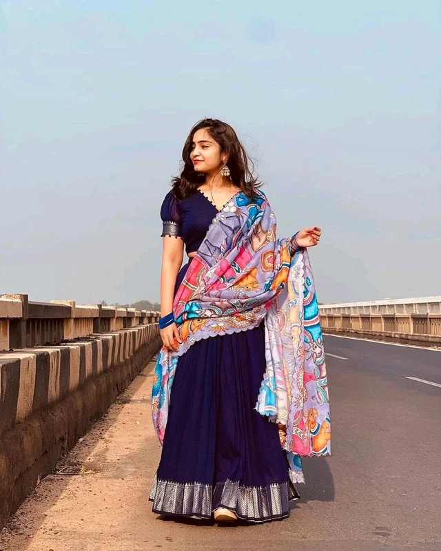 Blue Ready To Wear Lehenga - M