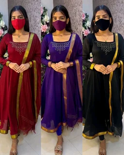 Kadhalar dhinam roja outfit recreation hand work maxi with duppata With New Colours - 3XL, Coffee
