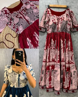 Launching summer friendly kalamkari frocks - 4XL, Blue