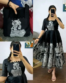 Kalamkari khalahasti kota maxi - 2XL, Blue