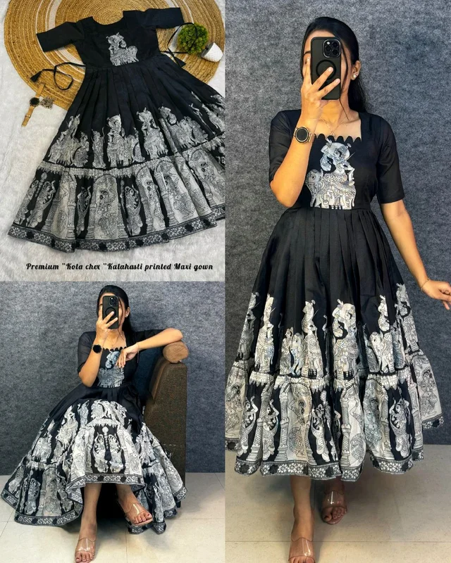 Kalamkari khalahasti kota maxi - S, Coffee