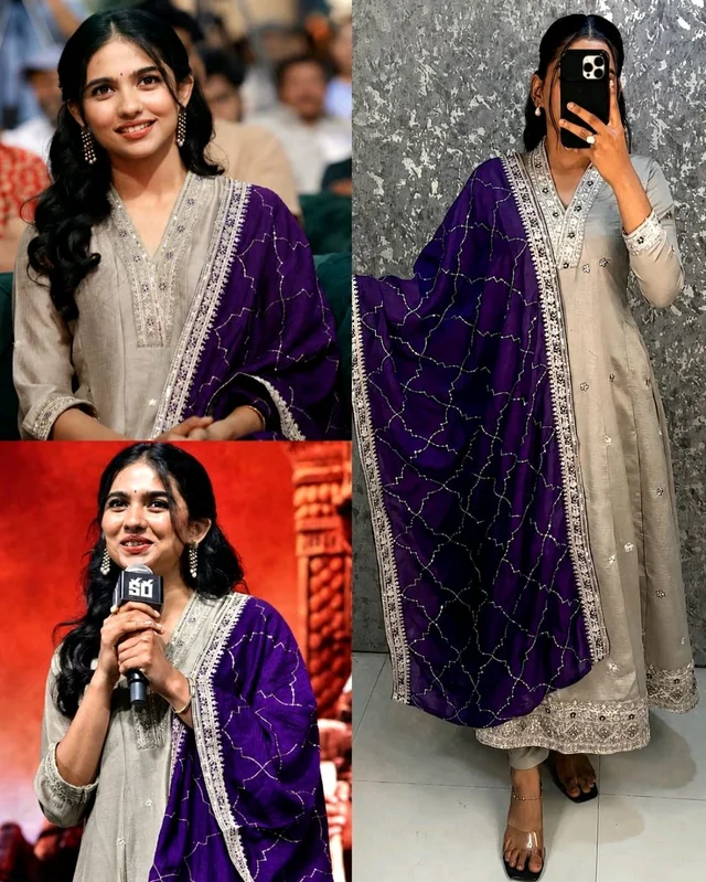 Women's Trendy Embroidered Straight Anarkali Kurta & Pant Set With Dupatta
- 2XL, Gray