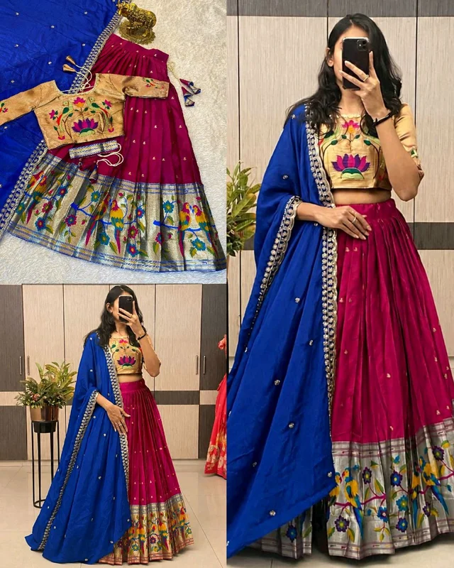 Premium Paithani Lehenga Collection - M, Jazzberry Jam