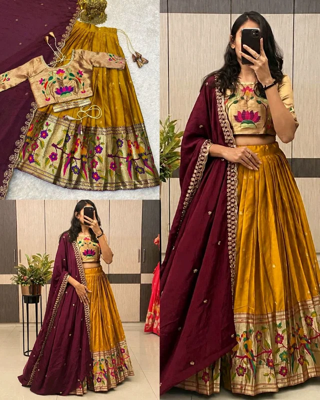 Premium Paithani Lehenga Collection - 2XL, Buddha Gold