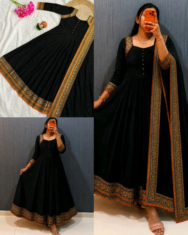 PRESENTING Trending ANARKALI GOWN DUPATTA - XL, Green