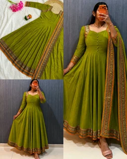 PRESENTING Trending ANARKALI GOWN DUPATTA - 2XL, Green